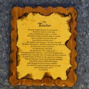 The Teacher = Jesus Christ Poem Mounted on Wood Plaque Christian 1970s Vintage